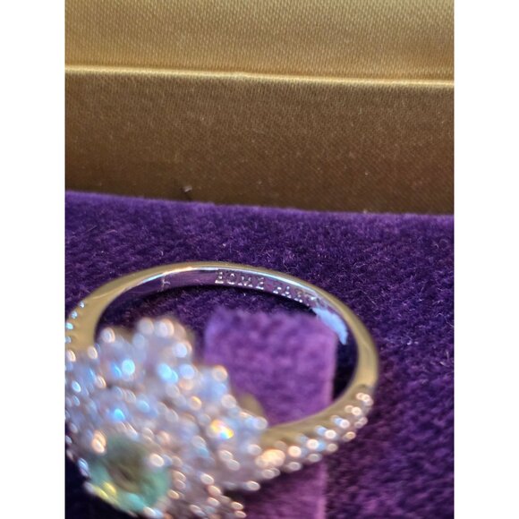 925 Sterling Silver Green Moissanite Halo Ring 6.5 By Bomb Party - Picture 2 of 10